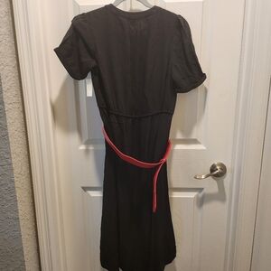 Black Dress with red belt